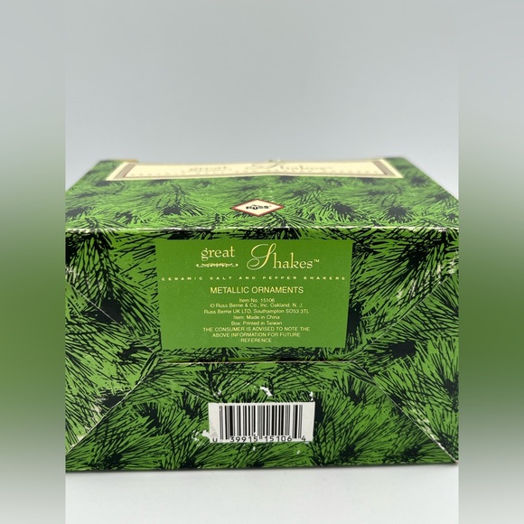 Vintage RUSS Great Shakes Ceramic Salt And Pepper Shakers Christmas Ornaments - Picture 5 of 6